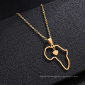 Shangjie OEM collar hip hop hollow africa map necklace heart stainless steel pendant necklace gold plated women necklace